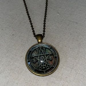 Handmade glass symbol necklace pentagram metaphysical gift
